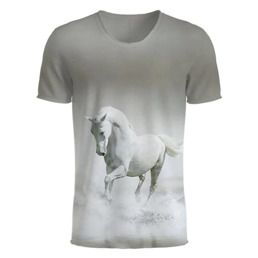 

KISSQIQI 2020 New Joker Funny Mustang 3D Printed T-shirt Summer Men's Short Sleeve Maximum Size 5XL