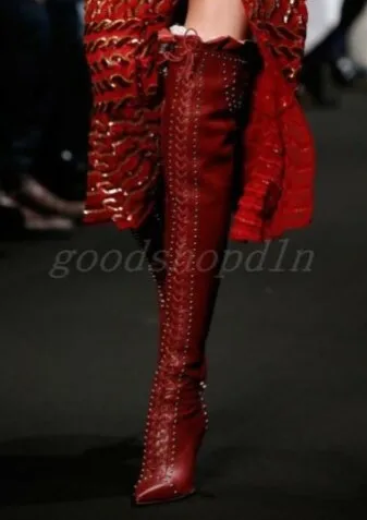 

Fashion solid color sexy rivet inside high boots fashion boots