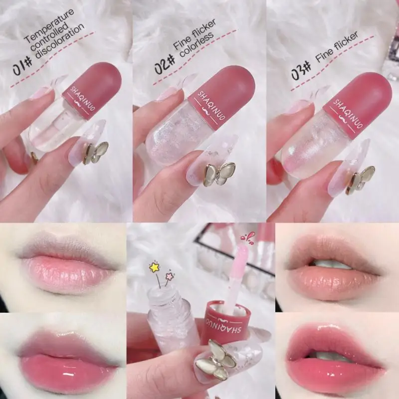 

Mini Capsule Lip Gloss Clear Luster Discoloration Bullet Lip Gloss Moisturizing Shiny Baby Plumper Cosmetics Beauty Makeup TSLM2