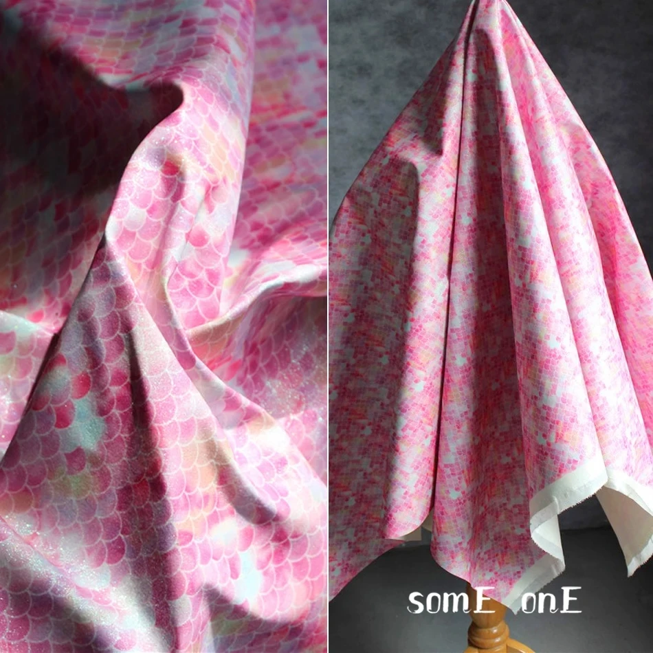 

Mermaid Scales Artificial Leather Cloth Pink Gradient DIY Background Decor Dress Stage Clothes Designer Fabric