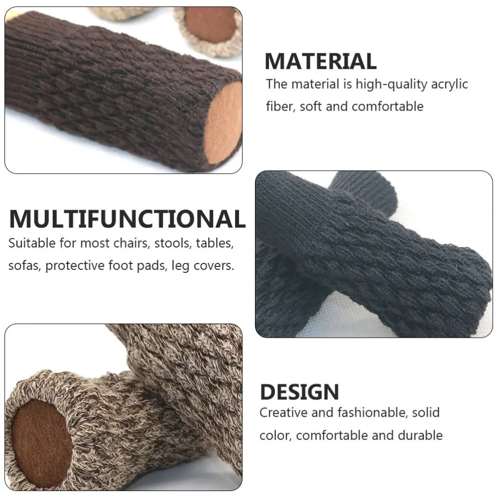 

12Pcs Chair Leg Cover Protective Mat Knitted Stool Foot Pad (Random Color)