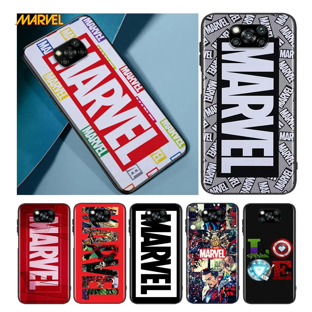 

Marvel logo cool for Xiaomi Poco X3 NFC X2 M3 M2 F2 F3 Pro C3 F1 A2 Lite Mix3 Play Silicone Soft Black Phone Case