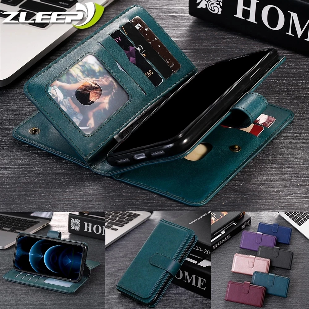 

Leather Phone Case For OPPO A73 A72 A52 A92 A53 A15 F17 Reno 5 4 Pro Realme GT 8 7 7i 6 5 C15 C11 C25 Wallet Card Slot Bag Cover