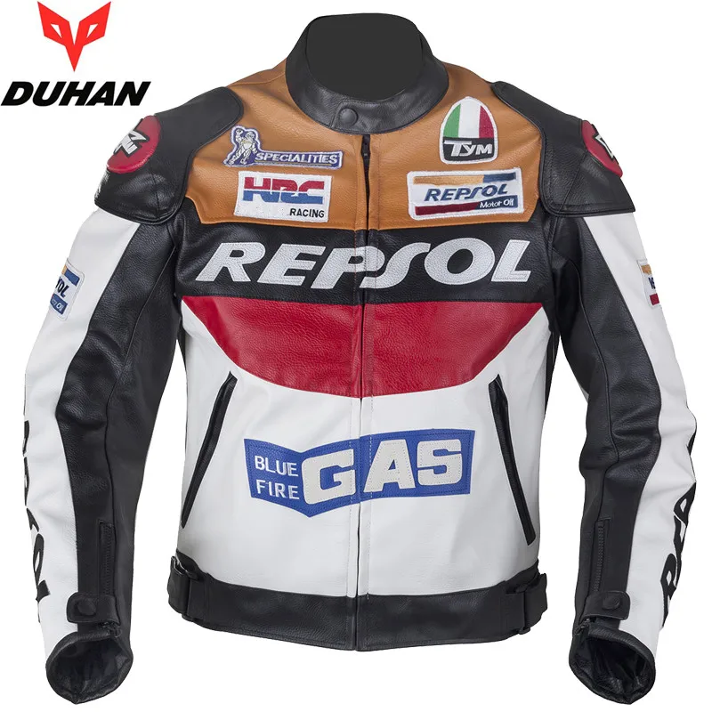 

DUHAN chaqueta deportiva de moto GP moto rcycle REPSOL de chaqueta de cuero de VS02 orange azul, M, L, XL, XXL, 3XL buen cuero p