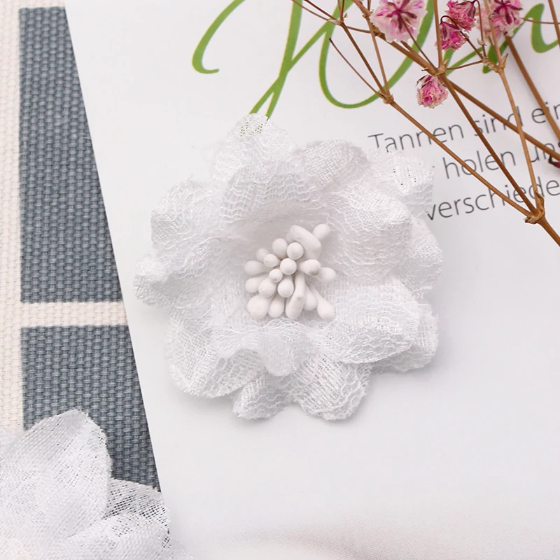 white 6 шт. цветы 3D Цветы кружевное платье украшение кружевная ткань аппликация отделка Швейные принадлежности "сделай сам" шитье ремесло для ткани шляпа обувь - Цвет: white