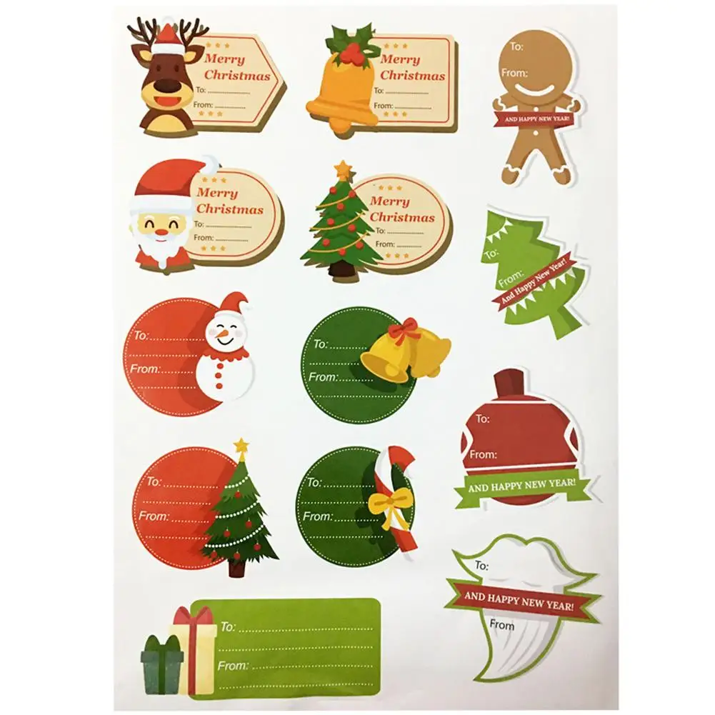 Рождественские самоклеящиеся наклейки для подарочных бирок рождественских