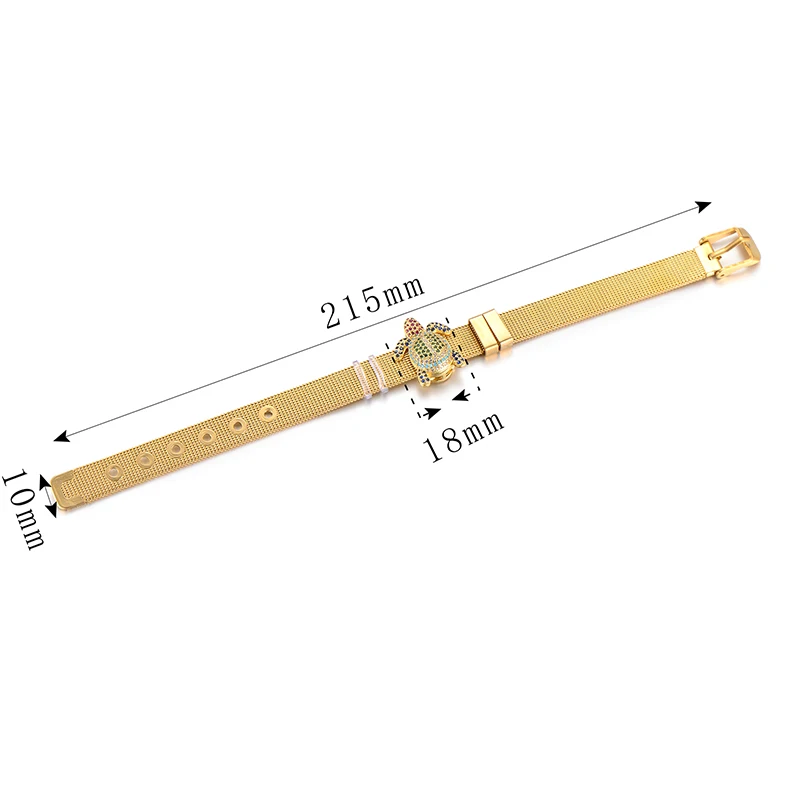 Браслет женский из нержавеющей стали с фианитом в виде морской черепахи|Браслеты