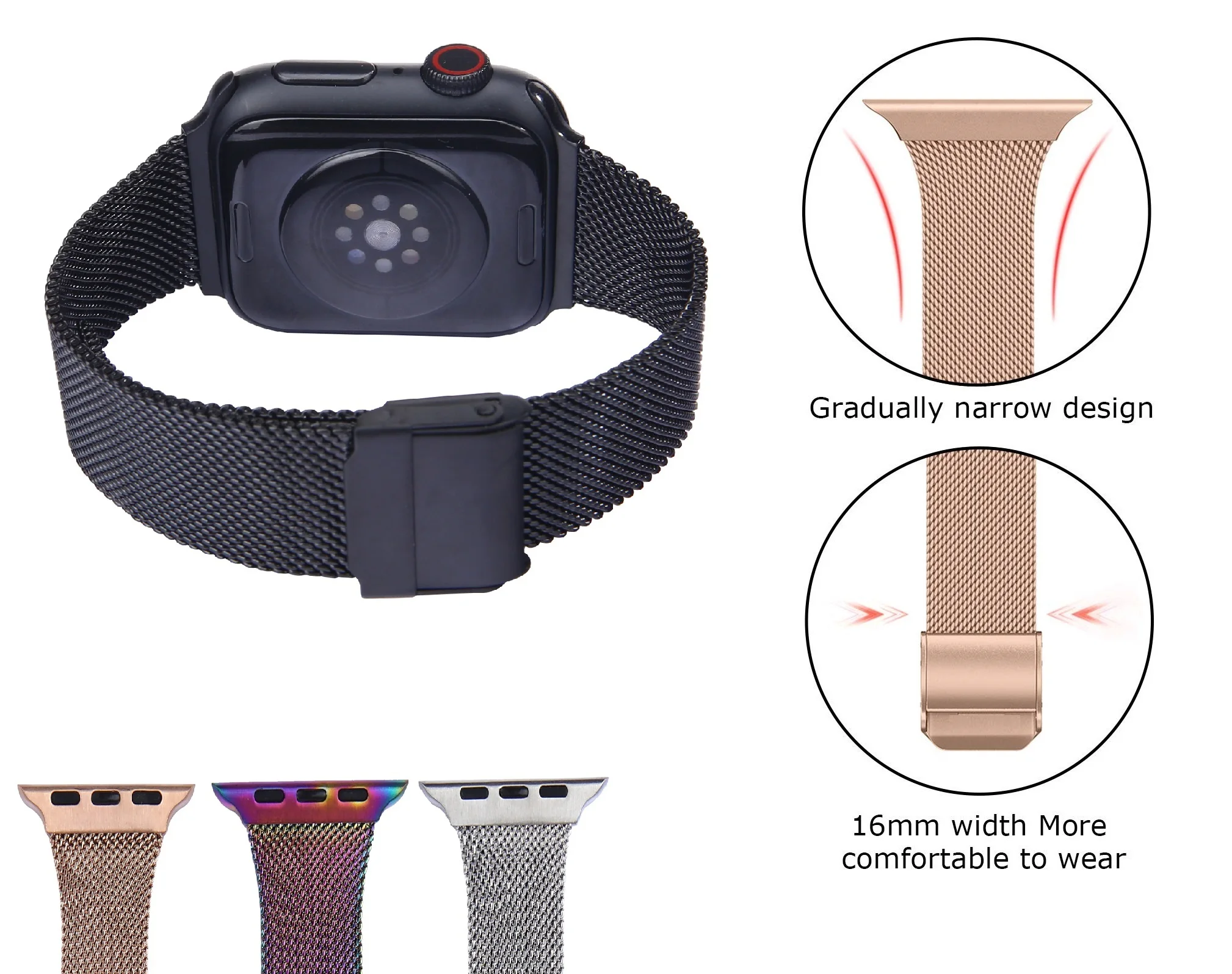 

Ремешок «Миланская петля» для Apple Watch band 44 мм 40 мм, тонкий браслет из нержавеющей стали для iWatch band 42 мм 38 мм, Apple watch series 6 5 4 3 SE