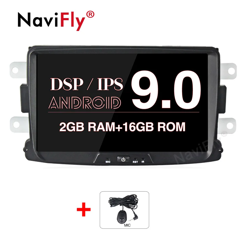 standard model NaviFly ips экран DSP Android 9,0 Автомобильный мультимедийный плеер для Dacia Duster Logan Sandero Lada Xray 2 с Wifi gps навигационный микрофон - Цвет: standard model