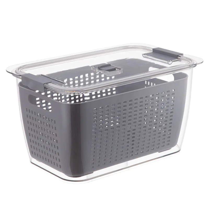 

Vegetable Fruit Storage Container with High-Capacity Food-Grade PET Small Holes Design Durable Convenient for Fridge DFDS889