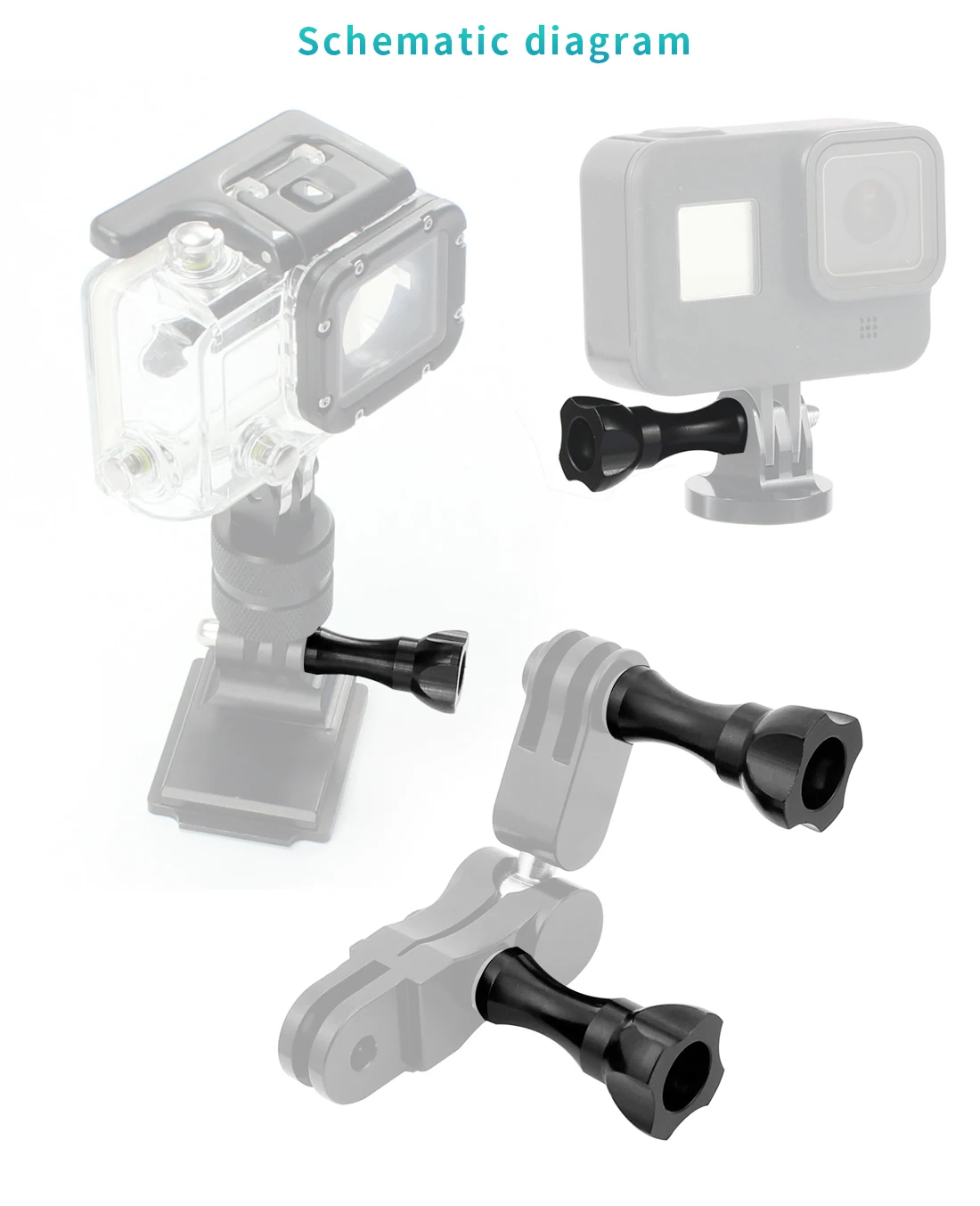 Маленькая алюминиевая ручка для экшн камеры GoPro Hero 2 3 + 4 5 6 7 8 9 / Eken yi|Чехлы