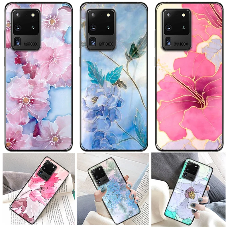 

Flower Golden Peony Phone Case For Samsung Galaxy S10 S9 S8 S20 Lite Ultra Plus FE S10E Flower Golden Peony Coque Carcasa Cases
