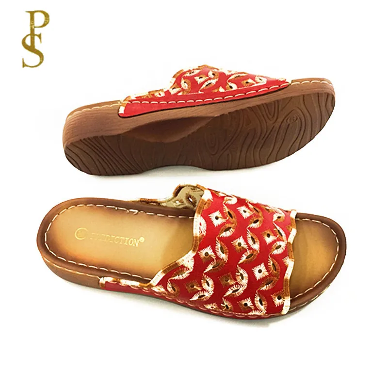 Летние туфли на плоской подошве тапочки с вышивкой ПУ подошва удобные женские