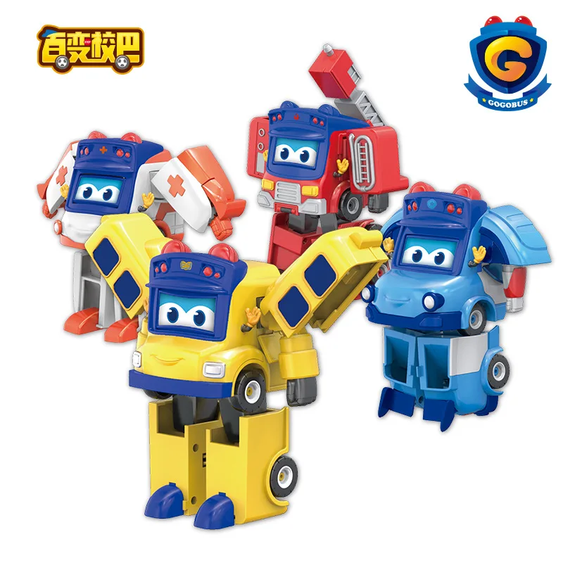 

Variety School Bus Robot Transformation Action Figure Deformation double-sided rollover Deformation Educational Kid mini Toys