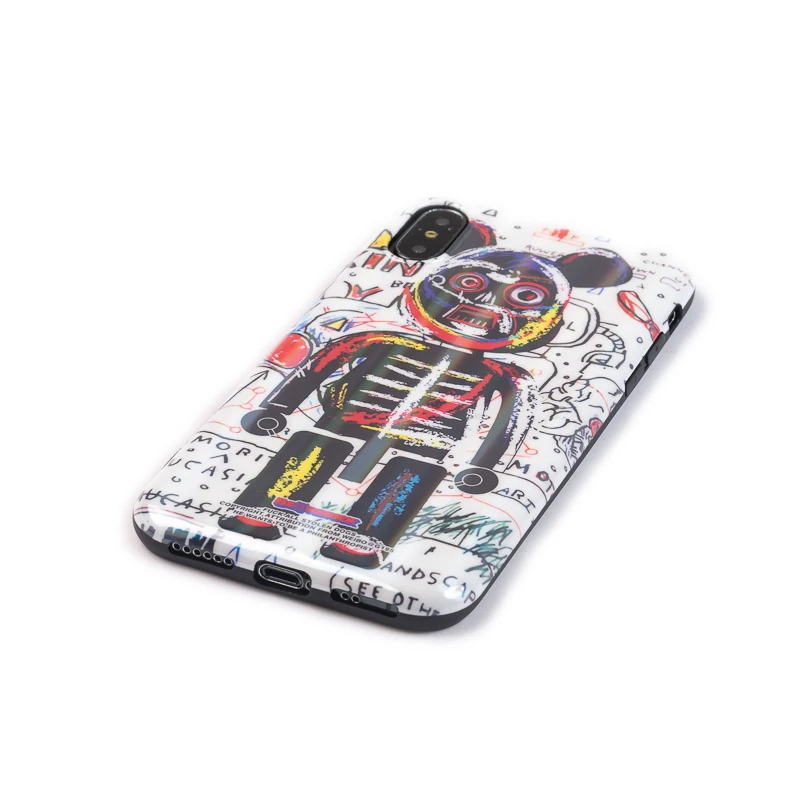 Luxury laser Glossy Soft Silicone Case for iPhone 7 8 Plus X XS Max XR 6 6S 11 Pro Cover Cartoon Robot Boy Steampunk cool Man |