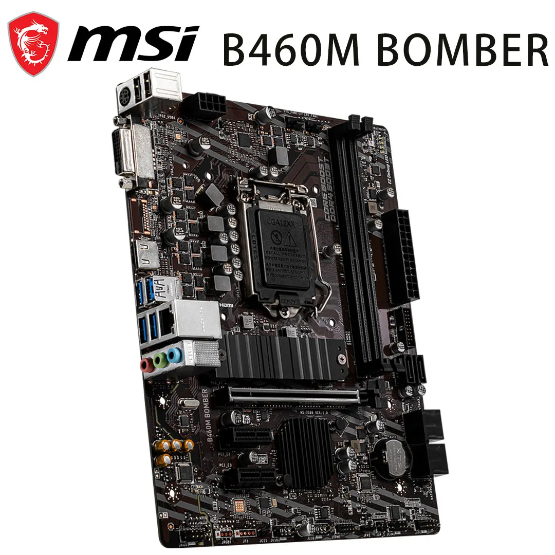 Verkauf 2021 Mainboard MSI B460M B460 BOMBER LGA 1200 Buchse Intel B460 DDR4 Speicher 64GB PCI-E 3,0 M.2 Micro ATX Neue Desktop Motherbord