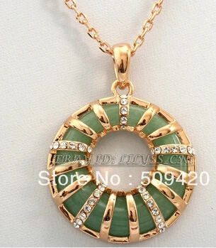 Бесплатная доставка&gt Мода Имитация нефрита ожерелье кулон 18K GP Кристалл|Шармы| |