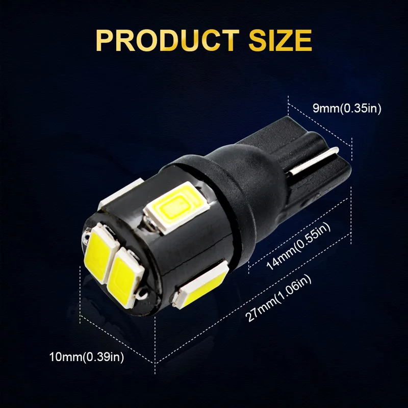 Safego 10 шт. W5W 501 светодиодный светильник T10 194 168 6SMD 5630 автомобильный интерьерный для