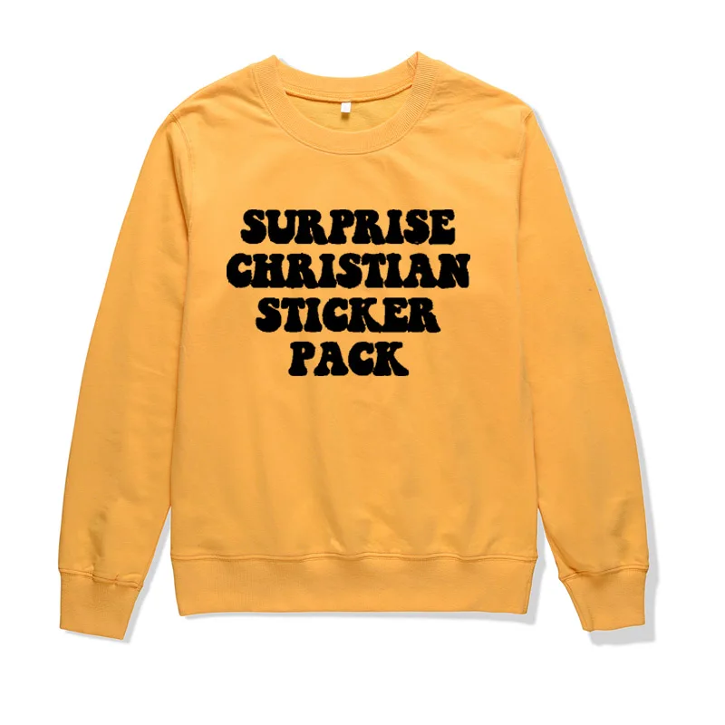 

About Christian Letter Applique Pattern Hoodless Sweatshirt Harajuku Style Casual Ladies Crew Neck Sweatshirt y2k Hoodies