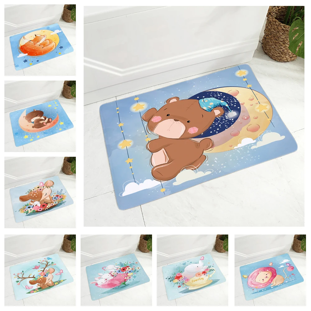 Цветной мультяшный напольный коврик Eleghant с Львом нескользящий мягкий фланелевый