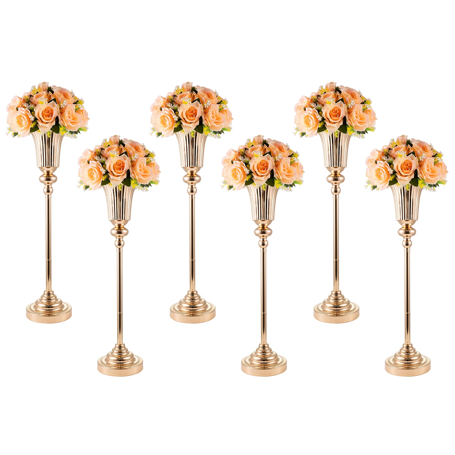 

6Pcs/Set 25 "Tall Floor Vases For Living Room Metal Flowers Vase Road Lead Candelabra Centerpiece Wedding Christmas Home Decor