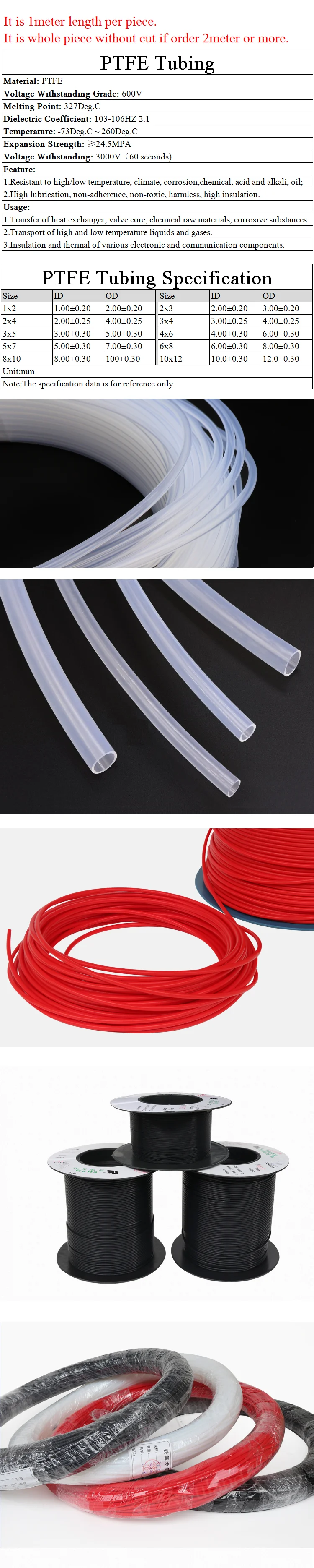 PTFE трубка ID 10 мм x 12 мм OD F46 изолированный капиллярный теплозащитный шланг для передачи жесткая труба термостойкость к коррозии 600 в