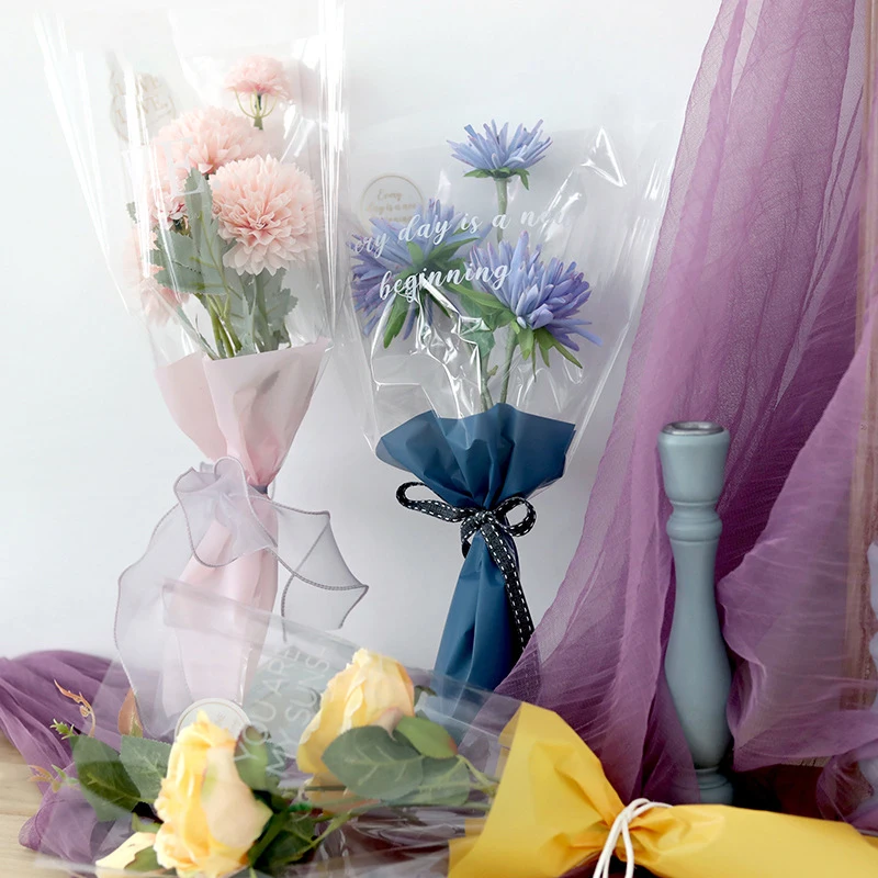 

30pcs Bouquet Materials Packaging Bags English Letter Simple All-match Portable Handmade Flower Shop Packaging Bags Wholesale
