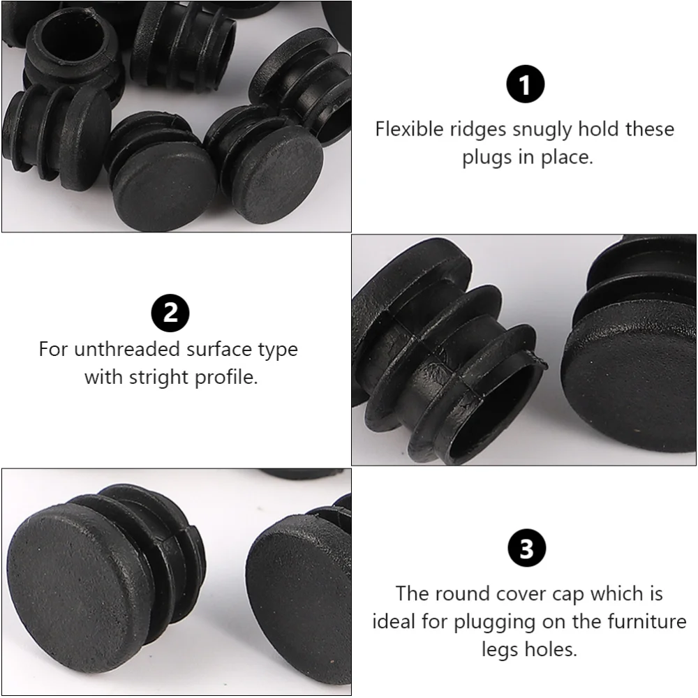 

100Pcs Furniture Leg Plug Round Cover 20mm Tube Bung Blanking End Caps