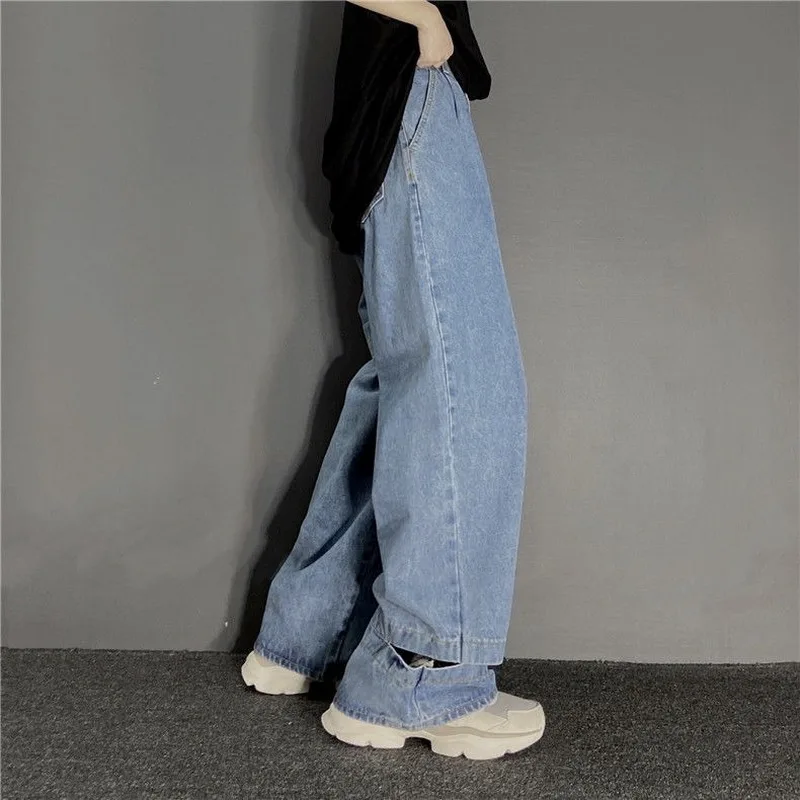 

Summer Jeans Women Loose Unisex High Waist Floor Broken Hole Fashion Streetwear Hip Hop Vintage Retro Chic Tide Womens Trousers