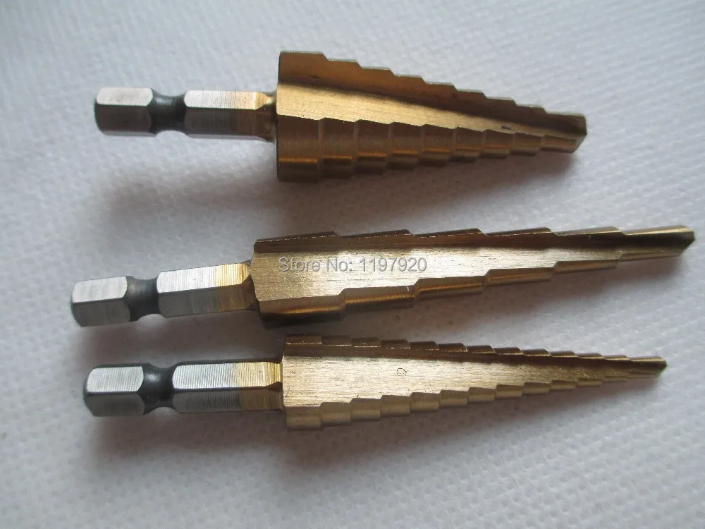 3 шт. Титан покрытием Шаг сверло комплект unibit sae конусные дыропробивной пресс hss