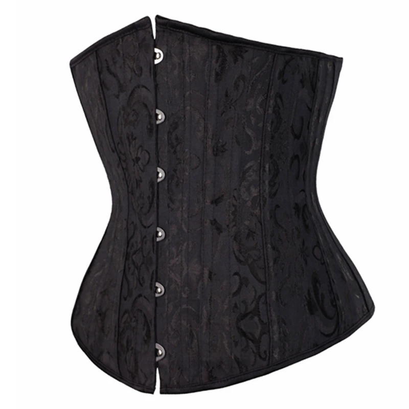 White Corset 24 Sprial Steel Boned Sexy Lingerie Jacquard Lace up Back Waist Trainer Corset Top T-back Plus Size S-6XL Corselet