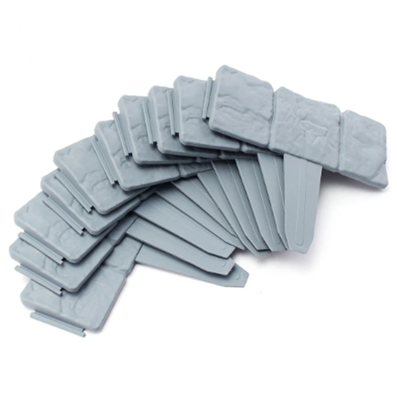 Новый 12 шт серый сад забор окантовка мощеный камень эффект пластиковый лужайка