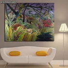 Настенный постер с изображением тигра в джунглях, Анри Руссо, абстрактный природный пейзаж, классический холщовый постер для домашнего декора