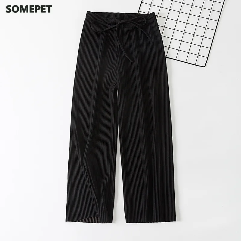 

New Wide leg pants Korean version of the wild nine pants loose wide leg pants female summer sense high waist pants