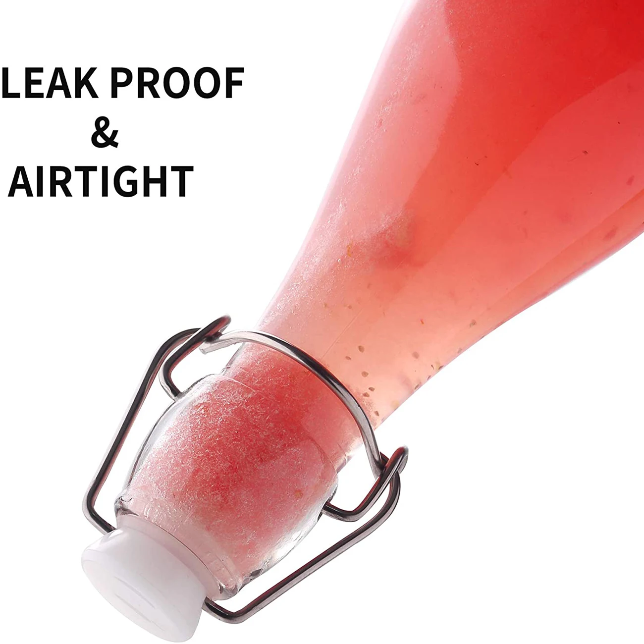 Прозрачная стеклянная бутылка с откидной крышкой и герметичной пробкой отлично