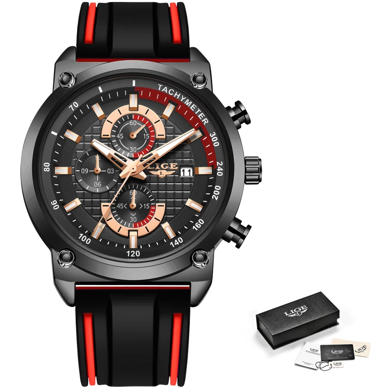 LIGE модные мужские часы Топ бренд класса люкс многофункциональные спортивные с