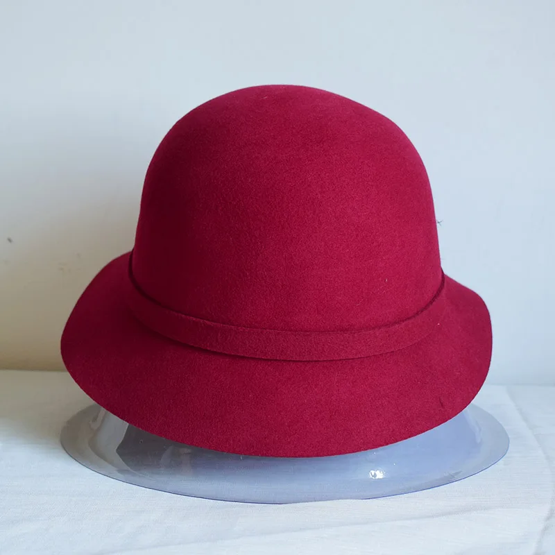 

LongBaiLi Winter Women Elegant Flower Wool Felt Bucket Hat Fedoras PWSV024