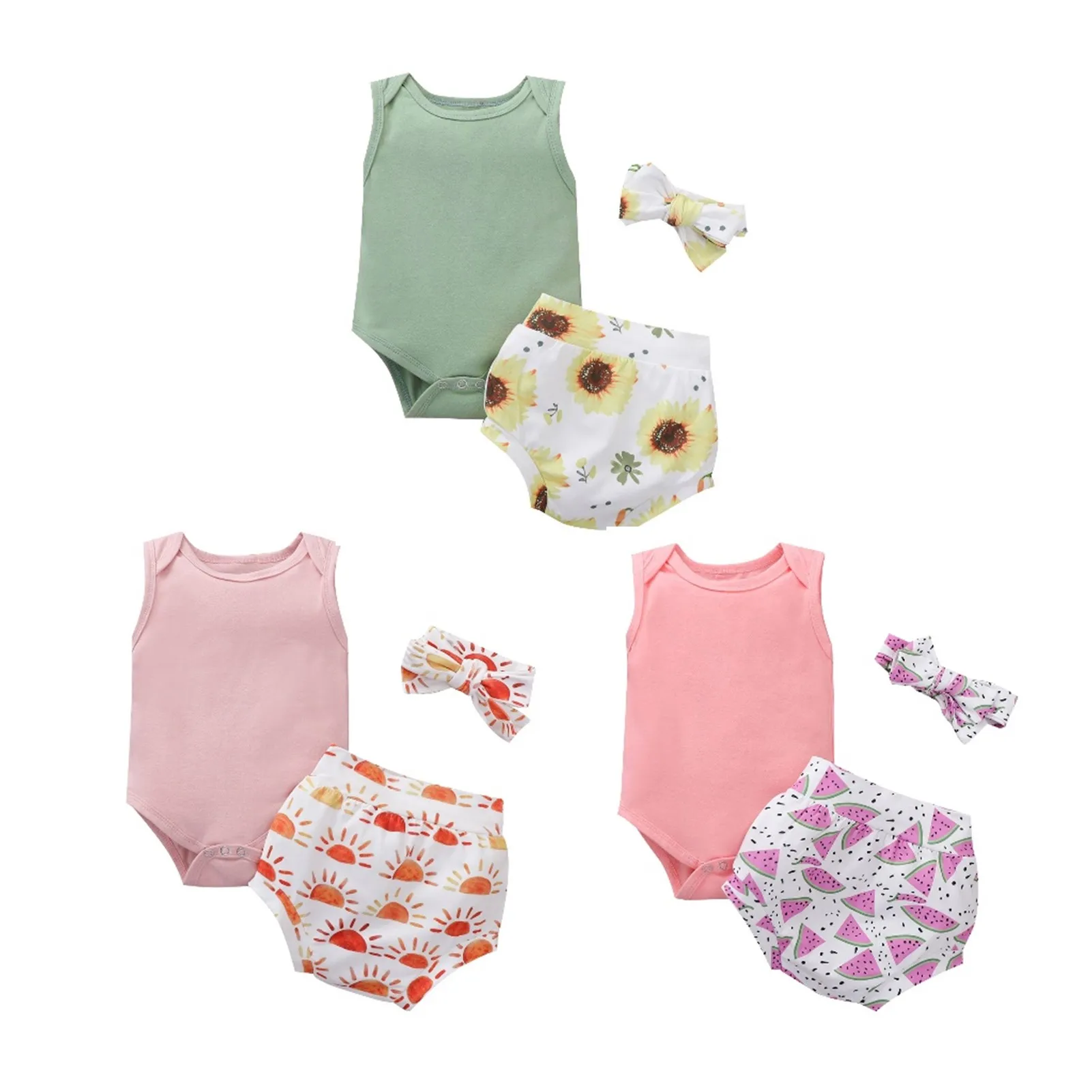 Комплект для девочек от 0 до 24 месяцев Pudcoco летний комплект из 3 предметов боди без
