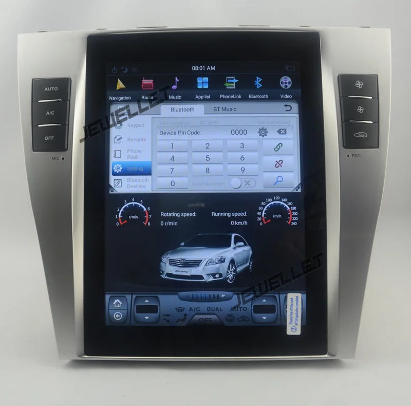 

10.4" tesla style vertical screen Six core android 9.0 Car GPS radio Navigation for Toyota Camry Aurion Daihatsu Altis 2007-2011