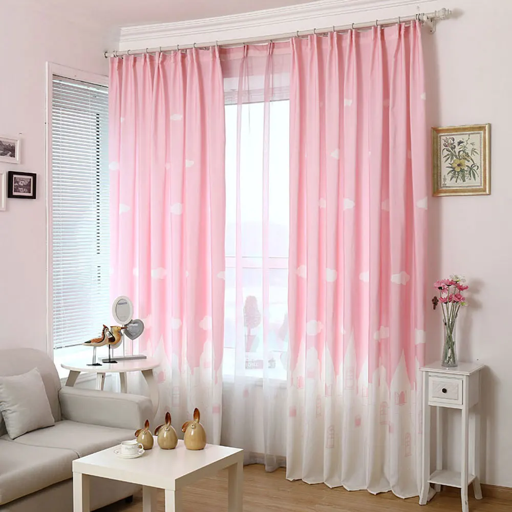 Розовая Занавеска для гостиной спальни двери в римском стиле рождественские