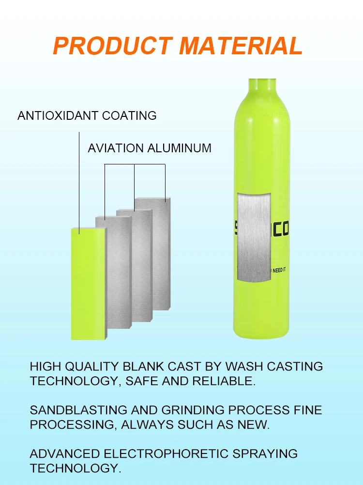 SMACO S300 Mini Scuba Diving Tank/Equipment Dive Cylinder Capability 0.5L Refillable Design Respirator Oxygen Tank Set Hand Pump