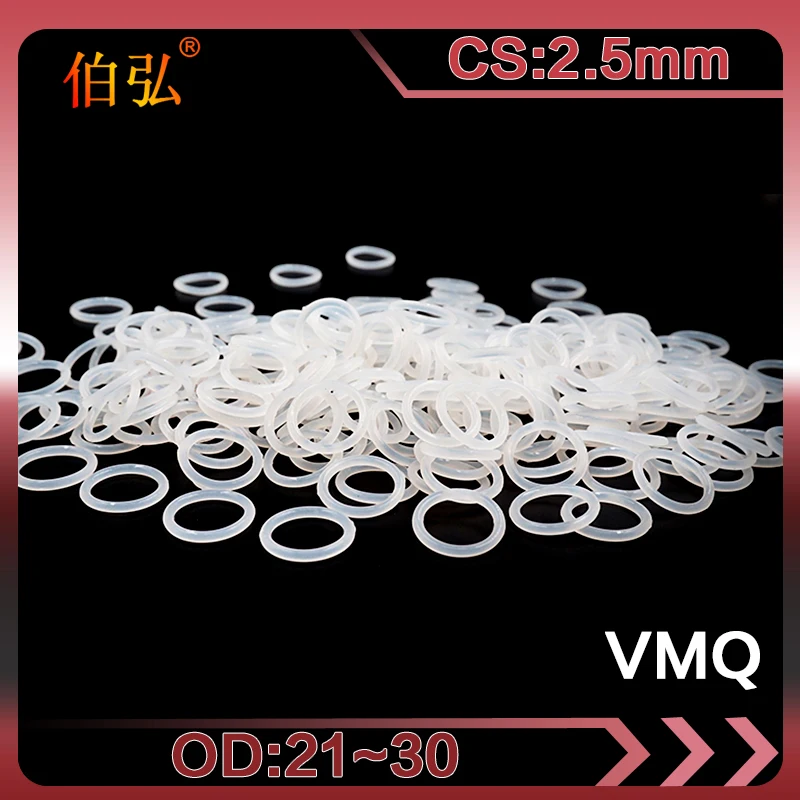 

5PCS/lot White Silicon O-Ring Silicone/VMQ OD21/22/23/24/25/26/27/28/29/30*2.5mm Thickness Rubber O-Ring Seal Gaskets Washer