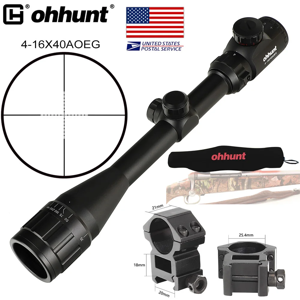 Корабль из США ohhunt 4 16x40 AOEG охотничий оптический прицел мил точка сетка Красная