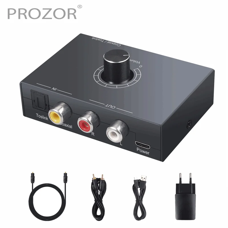 Prozor цифро аналоговый аудио конвертер с регулятором громкости 192 кГц DAC адаптер