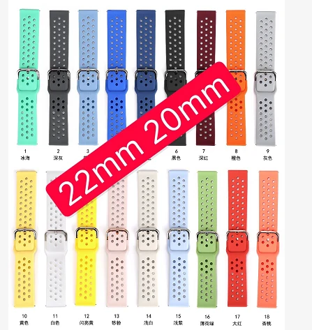 

20mm 22mm Silicone Sport Watch Band For Samsung Galaxy Watch 3 45mm 41mm Replacement Bracelet Strap For Amazfit Bip Huawei