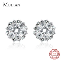 modian 925 sterling silver trapezoid cz stud earrings for women fashion luxury wedding engagement anniversary jewelry brincos