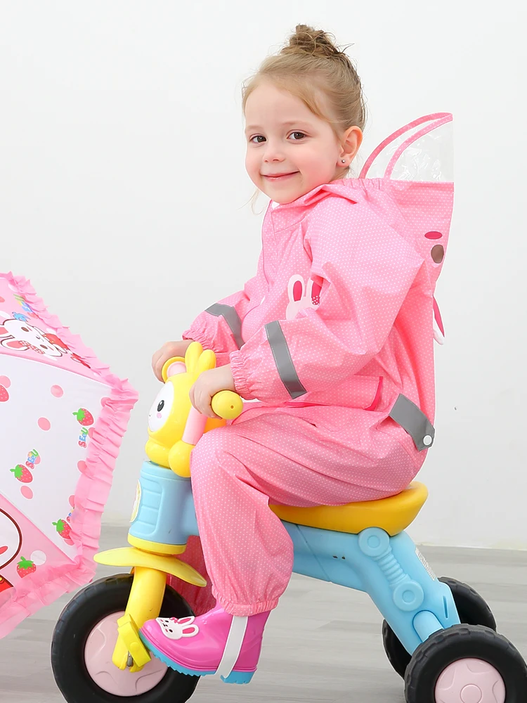 Children Raincoat Hooded Waterproof Yellow Kids Hiking Impermeable Outdoor Pocket Rain Jumpsuit Reusable MM60YY |