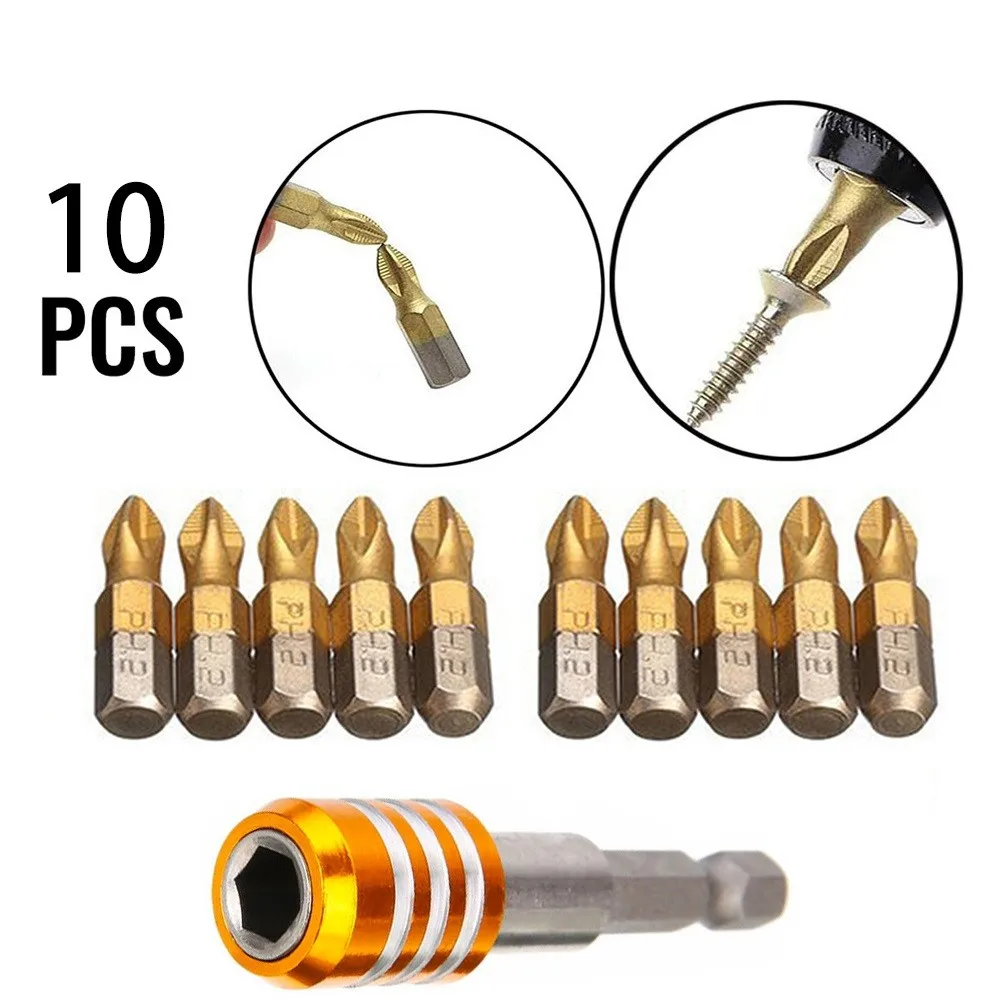 

25mm 1/4\" Shank PH2 Titanium Coated Screwdriver Drill Bits With Extension Bar Plated Screw Metric Drill Tap Hand Tools Set