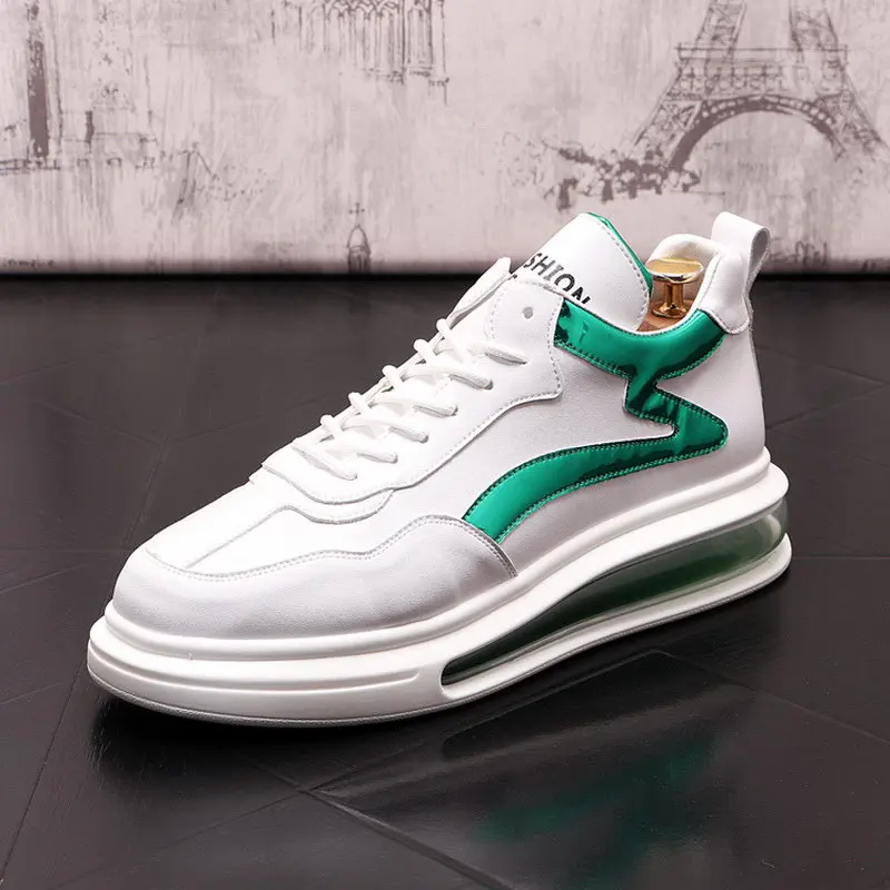 

New Arrival Mens White Casual Shoes Fashion Round Toe Lace Up Height Increasing Trending Leisure Platform Zapatos 38-43 ERRFC