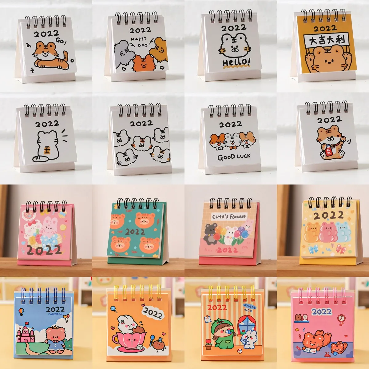 

1PC 2022 Tiger Creative Mini Desk Calendar Decoration Stationery School Supplies